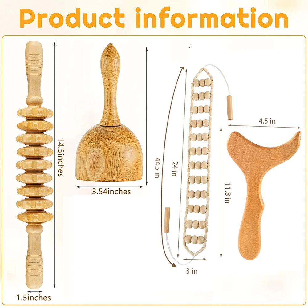 Wood Therapy Massage Tools Lymphatic Drainage Massager Body Sculpting Tools Anti-Cellulite